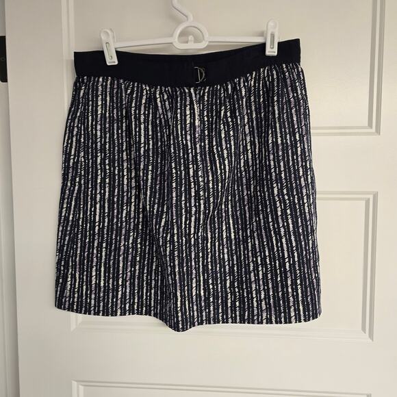 Women's LOFT Blue & Purple Striped Linen Blend Unlined Skirt | Size 6 - Picture 2 of 9